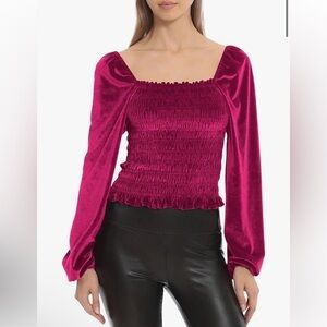 Pink Velvet Puff Sleeve Top